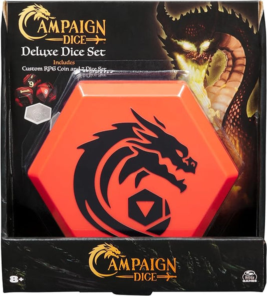 Spin Master Games, Campaign Dice, Premium Dice to Go, Set of Polyhedron Dice for RPG & Board Games, Storage Case, DND Dungeons and Dragons, MTG Magic The Gathering, for Ages 8 & Up