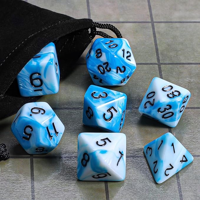 CiaraQ DND Polyhedral Dice Set with a Black Dice Bag for D&D RPG MTG Role Playing Table Games