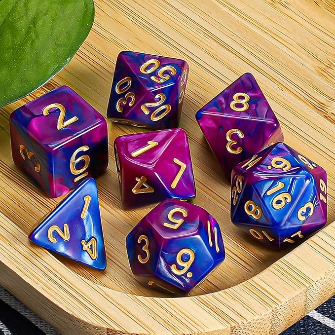 CiaraQ DND Polyhedral Dice Set with a Black Dice Bag for D&D RPG MTG Role Playing Table Games