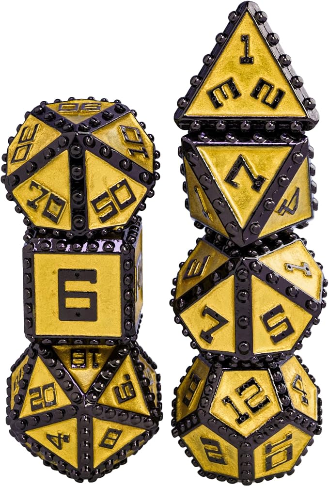 UDIXI Metal Dice Set D&D, Rivet Metal DND Dice Set for Dungeons and Dragons Role Playing Games (Black Nickel Golden)