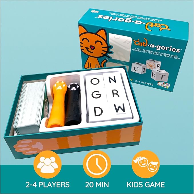 Spin Master SolidRoots Cat-a-gories Vocabulary Learning Dice Game for 2-4 Players | Family Games for Kids Ages 6+
