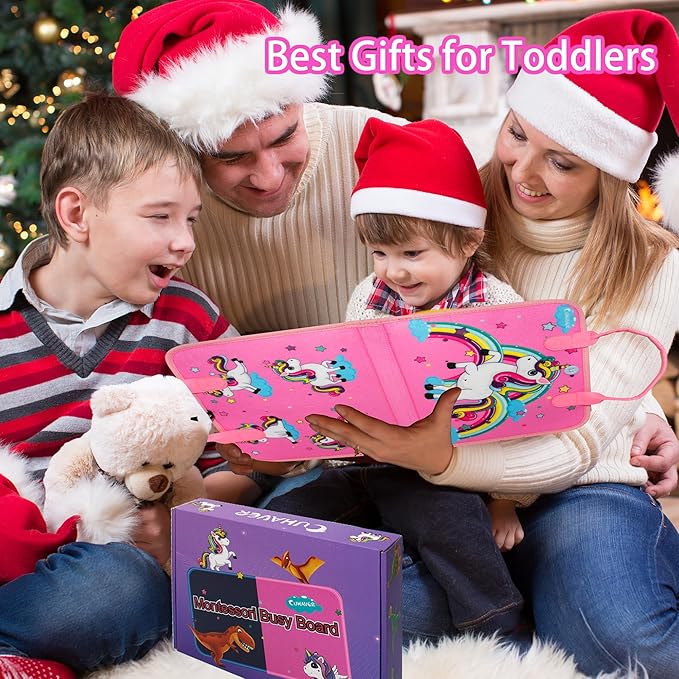 Busy Board, Busy Book for Toddlers with 25 Activities, Promotes Fine Motor Skills, Dressing Skills, Finger Dexterity, and Cognitive Development, Ideal Girl Birthday Gift
