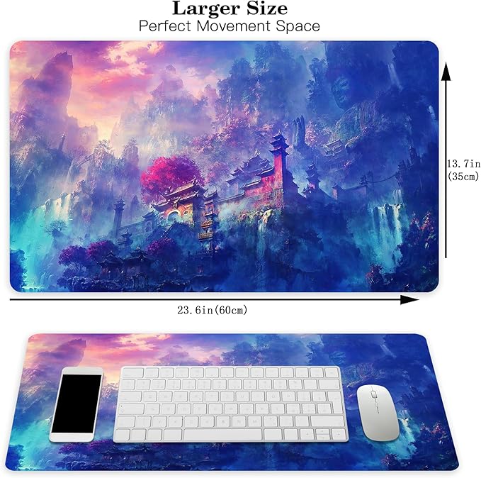 MTG Playmat Forest, TCG Game Play Mat for MTG Landscape Trading Card Smooth Cloth Surface Mousepad Battle Game 23.6X 13.7 inches
