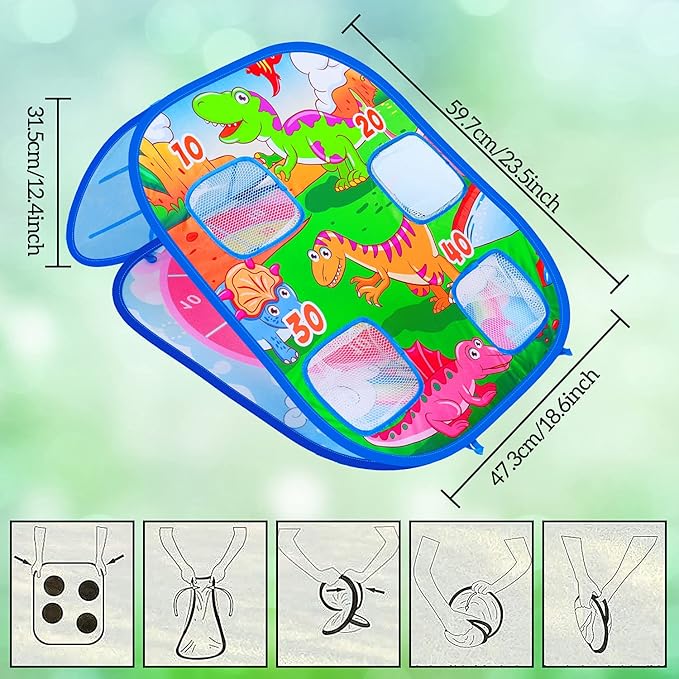 3 in 1 Bean Bag Toss Game for Toddler Easter Party Corn Holes Outdoor Indoor Dart Board Toys with 8 Bean Bags & 8 Sticky Balls Beach Yard Lawn Toddler Games Gift for Boys Girls Age 2-4 3-5 4-8 Kids