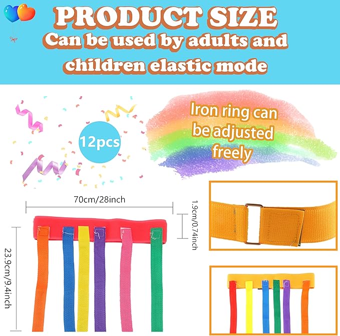 12 Pcs Catch Tail Game Belt Field Games Carnival Yard Games for Kids Adults Field Day Camping Family Birthday Outdoor Activities