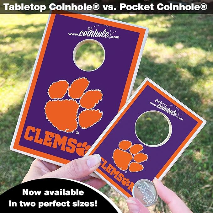 Tabletop Cornhole Game Set | Officially Licensed College Mini Football Cornhole Board Game | Includes Coins