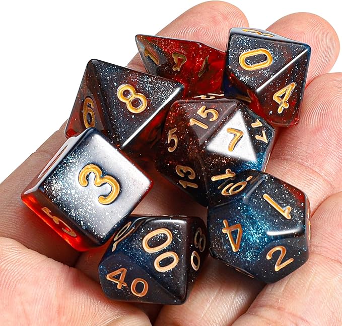 CiaraQ DND Polyhedral Dice Set with a Black Dice Bag for D&D RPG MTG Role Playing Table Games