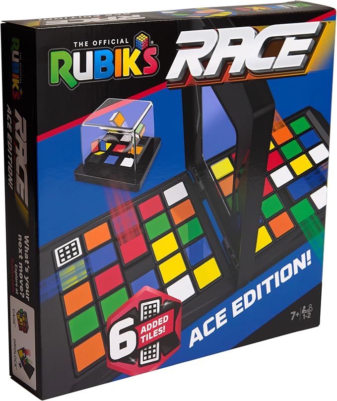 Rubik’s Cube, Rubik's Race Ace Edition, Classic Fast-Paced Puzzle Strategy Sequence Board Game, 2 Players, for Ages 7 & Up