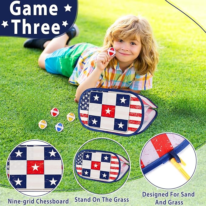 Bean Bag Toss Game for Kids 3 in 1 Carnival Cornhole Game Set,Sticky Ball Toss,Tic Tac Toe,Toddlers Outdoor Lawn Toys for Family Activities Gifts for 3 4 5 6 Year Old Boys Birthday Christmas