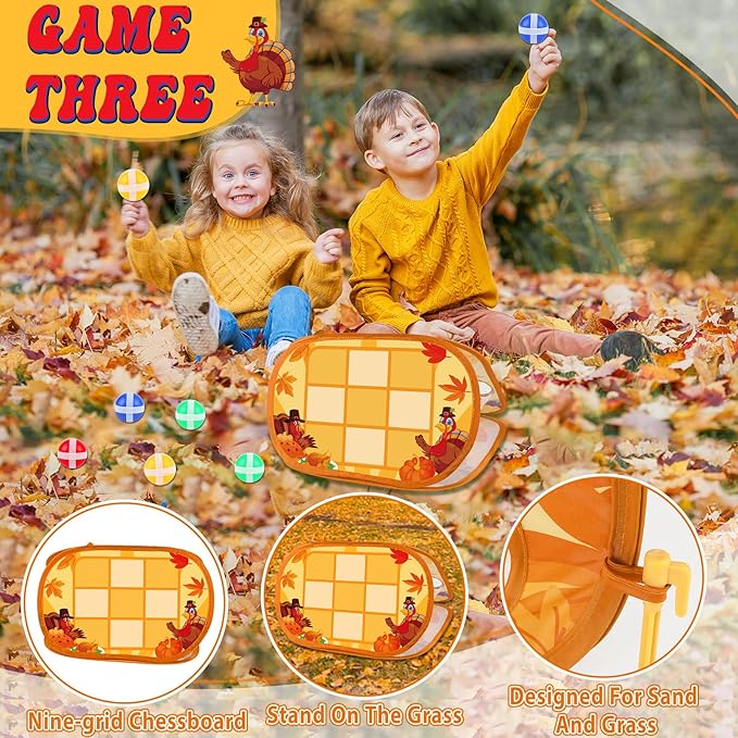 Bean Bag Toss Game for Kids 3 in 1 Carnival Cornhole Game Set,Sticky Ball Toss,Tic Tac Toe,Toddlers Outdoor Lawn Toys for Family Activities Gifts for 3 4 5 6 Year Old Boys Birthday Christmas
