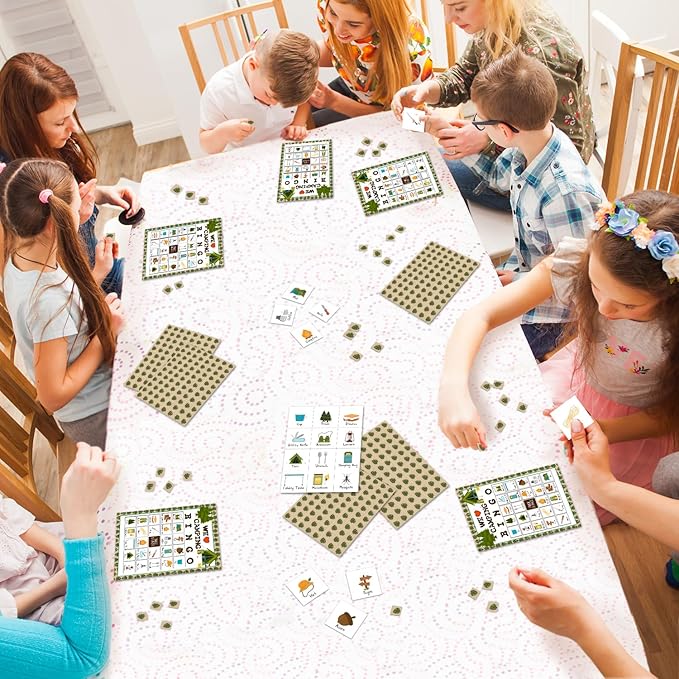 Camping Bingo Games, 24 Players Bingo Cards, Campground Activity for Friends Family, Vacation Gifts for Adult Teenager, Camping Games Camping Party Game Bingo Supplies -03