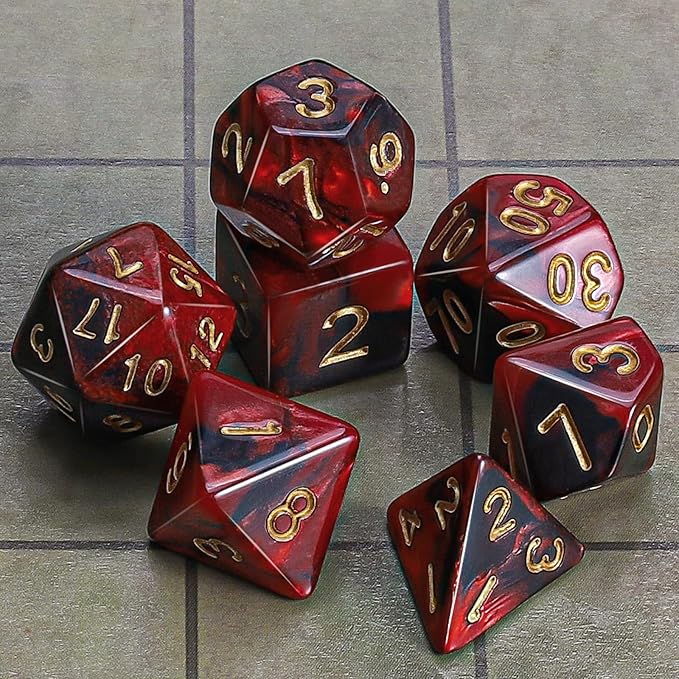 CiaraQ DND Polyhedral Dice Set with a Black Dice Bag for D&D RPG MTG Role Playing Table Games