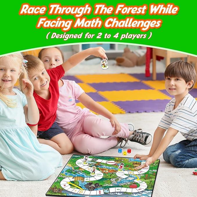 Aizweb Math Board Games for Kids,Addition & Subtraction Game,Educational Learning Board Games for 1st Grade for Boys and Girls Ages 5 6 7 8,Travel Indoor Outdoor Classroom Dice Family Games