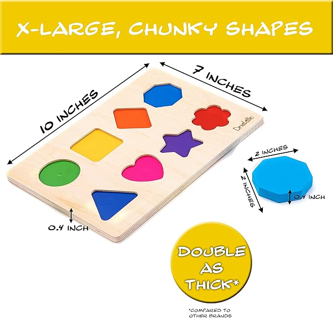 Magnetic Wooden Educational Shape Puzzle - Learn Colors & Shape Recognition Toy – Toddler Preschool Game – Kids Montessori Education