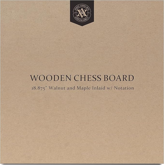 A&A 18.875" Professional Wooden Tournament Chess Board/Walnut & Maple Inlaid / 2.0" Squares w/Notation