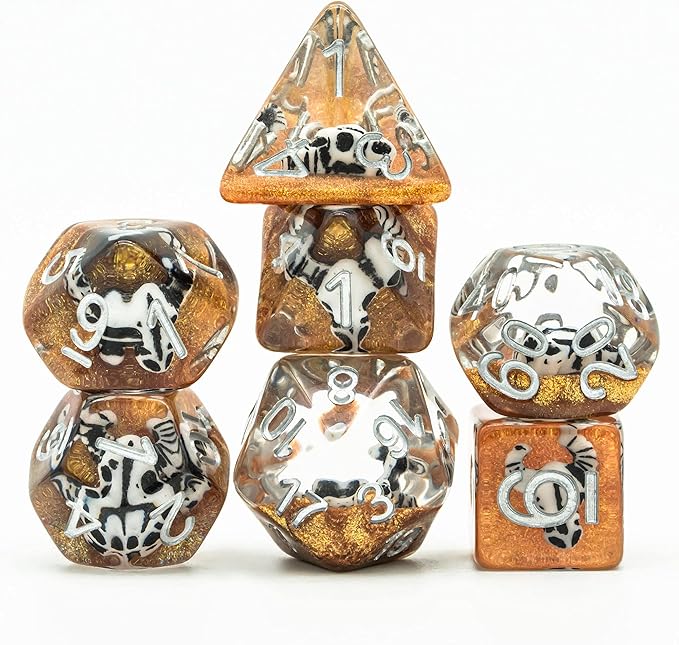 UDIXI 7 die DND Dice Set - Polyhedral D&D Dice for Role Playing Games, RPG Dice Set for Dungeons and Dragons Pathfinder (Cow Head)