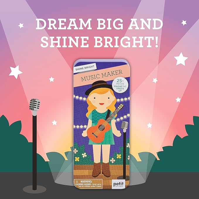 Petit Collage Magnetic Dress Up, Music Maker – Magnetic Game Board with Mix and Match Magnetic Pieces, Ideal for Ages 3+ – Includes 2 Scenes and 25 Creative Magnetic Pieces, Medium