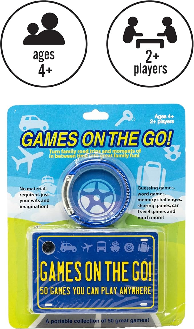 Games on the Go by Continuum Games - Portable Roadtrip Family Games to Challenge and Entertain for 2+ players , Blue