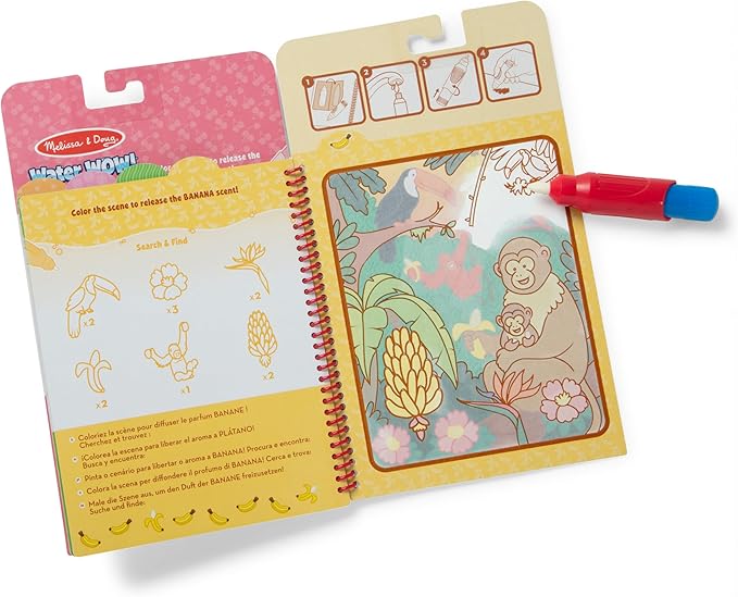 Melissa & Doug Scented Water Wow! Reusable Water-Reveal Coloring Activity Pad Travel Toy – Fruit