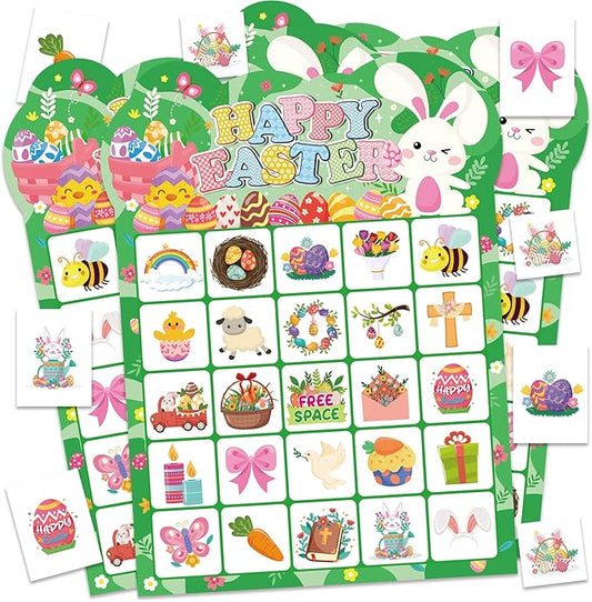 Easter Bingo Games, 24 Players Easter Bingo Cards for School Classroom Family Holiday Party Activities