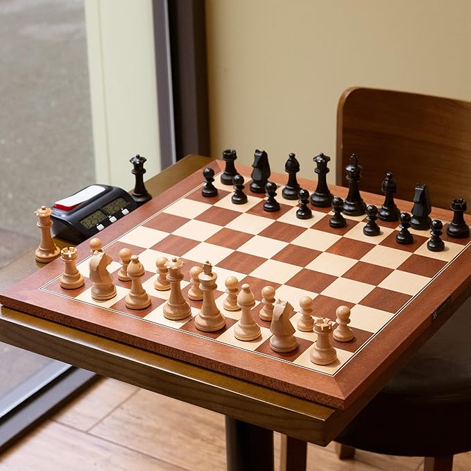 A&A 18.875" Professional Wooden Tournament Chess Board/Mahogany & Maple Inlaid / 2.0" Squares w/o Notation