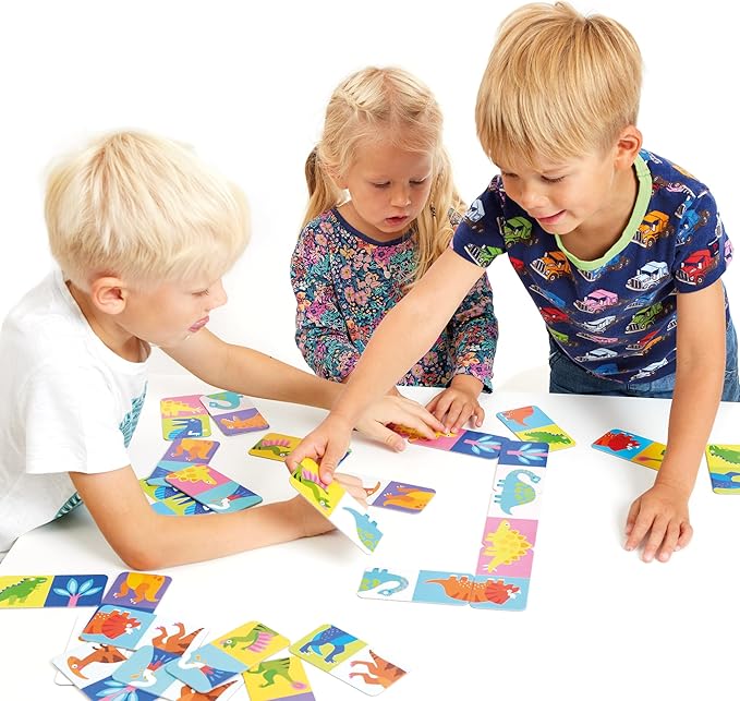 Banana Panda Let’s Play Dino Dominoes Game for Kids - Includes 28 Double-Sided Dinosaur Pieces with 2 Ways to Play, for Ages 2 Years and up