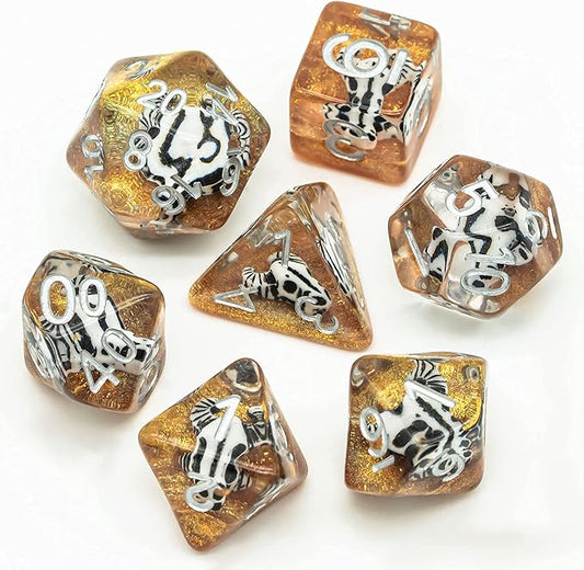 UDIXI 7 die DND Dice Set - Polyhedral D&D Dice for Role Playing Games, RPG Dice Set for Dungeons and Dragons Pathfinder (Cow Head)