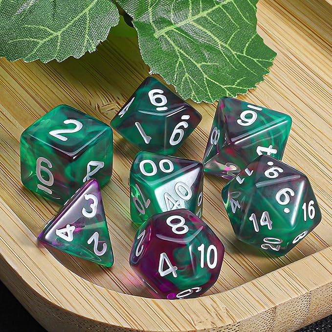 CiaraQ DND Polyhedral Dice Set with a Black Dice Bag for D&D RPG MTG Role Playing Table Games