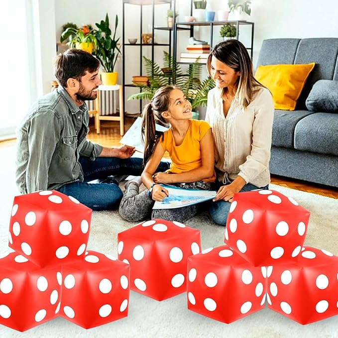 4 Pieces Jumbo Inflatable Dice 12.6 Inch Large Inflatable Dice Fun Game Toy for Indoor Outdoor Lawn Swimming Pool Party Favor Board Game Decoration, Red