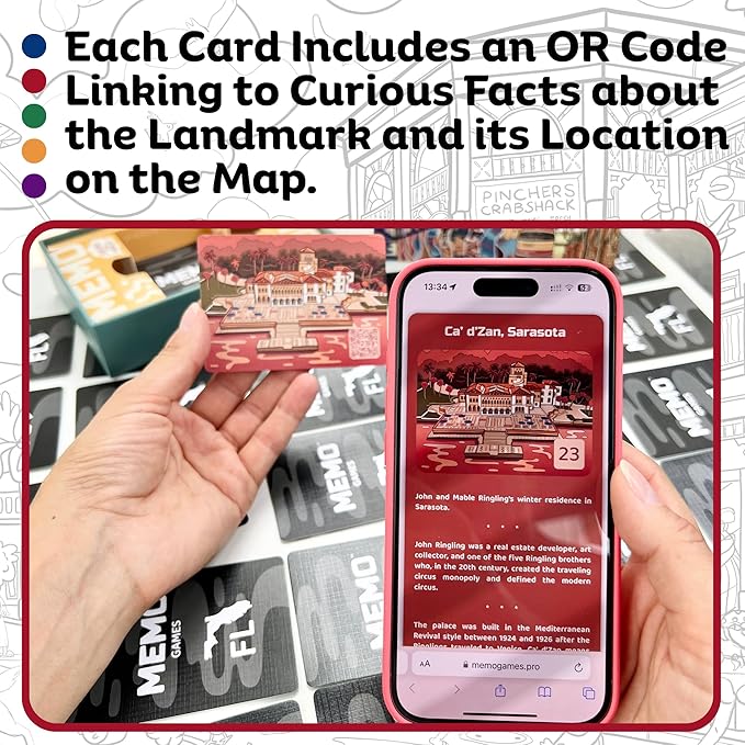 Memory Matching Card Game - Florida Landmarks – Fun & Educational Family Concentration Game for Kids, Adults & Seniors – Travel Pack
