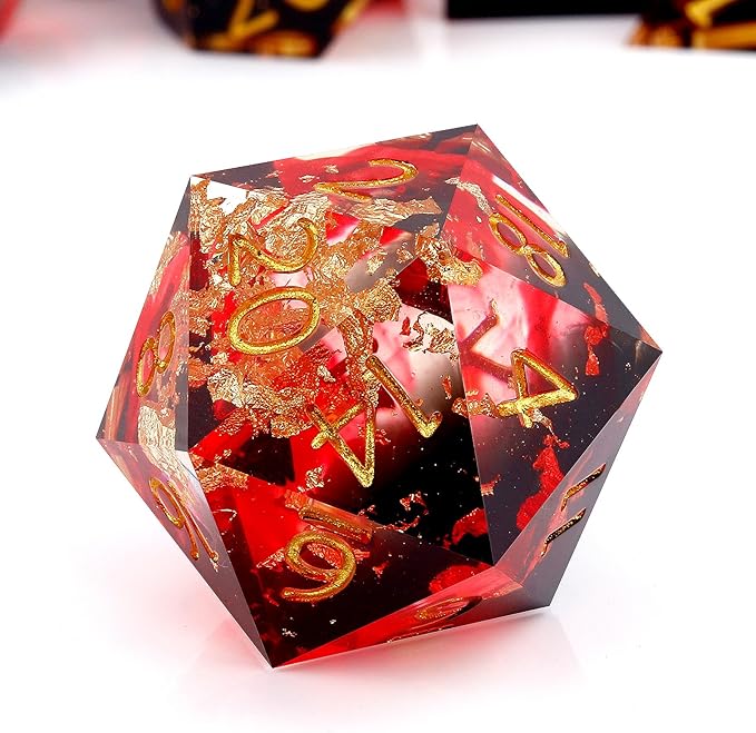 Haxtec DND Sharp Edge Resin Dice Set With Case, D&D Polyhedral Set for Dungeons and Dragons TTRPGs Gift