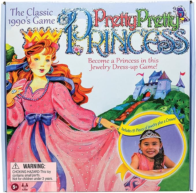Pretty, Pretty, Princess with 1990's Artwork by Winning Moves Games USA, a Delightful Jewelry Dress-Up Game for 2-4 Players, Ages 5 and Up (1222)