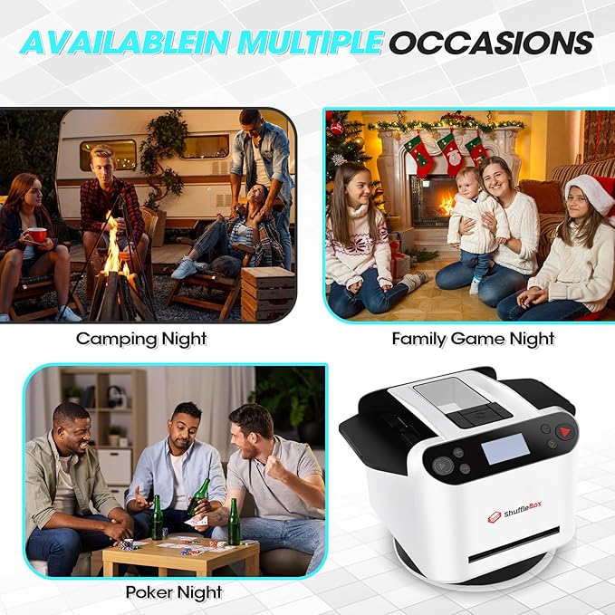 G1 Pro 2025 Version Automatic Card Shuffler and Dealer 2-in-1 for 12 Players, Ultra Quiet, Rechargeable, Remote Card Calling, for Board Games and Poker Games (White)