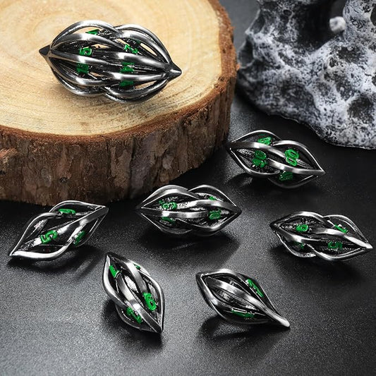 DND Dice Set for Dungeons and Dragons, Metal D&D Dice 7PS/Set, ZHOORQI Polyhedral Dices Set for Role Playing Game Gifts(Arcanum-Green)