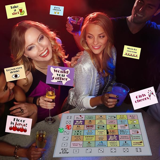 Drinking Games for Adults, Rubber Mat Drinking Board Game, Funny Party Interactive Drinking Games for Game Night, Birthday, Family Play or Any Occasion, Age 21+