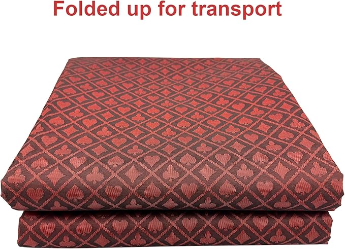 Speed Cloth Poker Table Fabric - 108X60 Inch Section of Suited Casino Card Game Table Felt Top Cover - Red