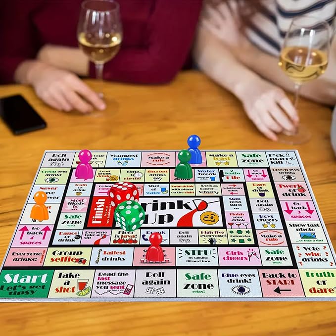 Leather Mat Drinking Board Game, Drink Up Board Game, Funny Party Interactive Drinking Games for Adults Party, Bachelorette Party, Family Play, Game Night, Age 21+, 2-8 Players