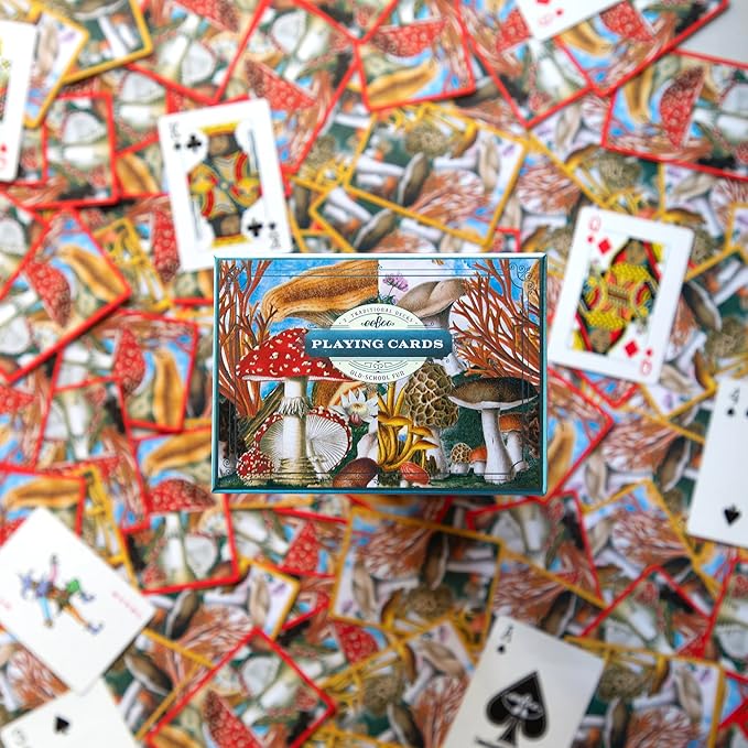 eeBoo Piece & Love: Mushroom Playing Cards - Includes 2 - 52 Card Decks, Traditional Decks with Beautiful Artwork & Gilded Edges