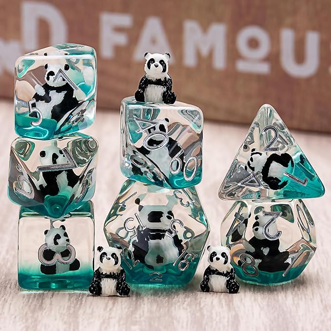 Polyhedral D&D Dice Panda Dice,Resin Panda DND Dice Set for Dungeons and Dragons MTG RPG Board Games