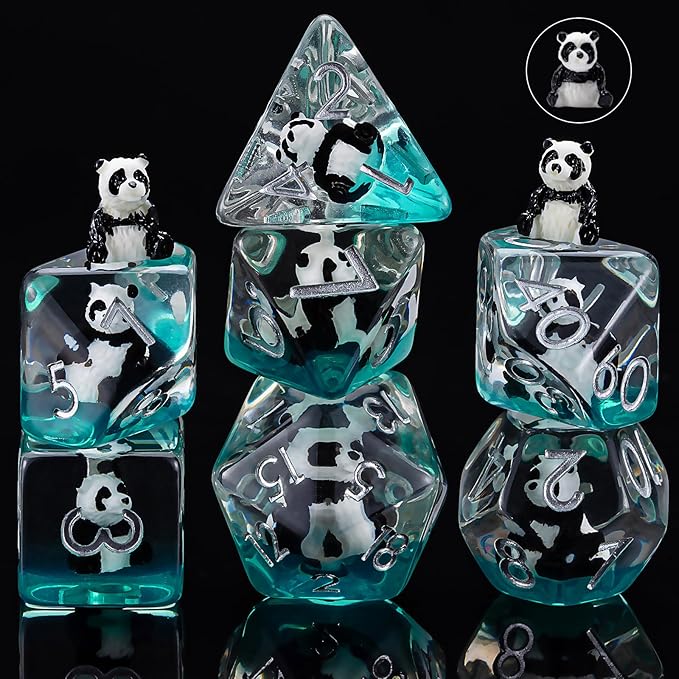 Polyhedral D&D Dice Panda Dice,Resin Panda DND Dice Set for Dungeons and Dragons MTG RPG Board Games