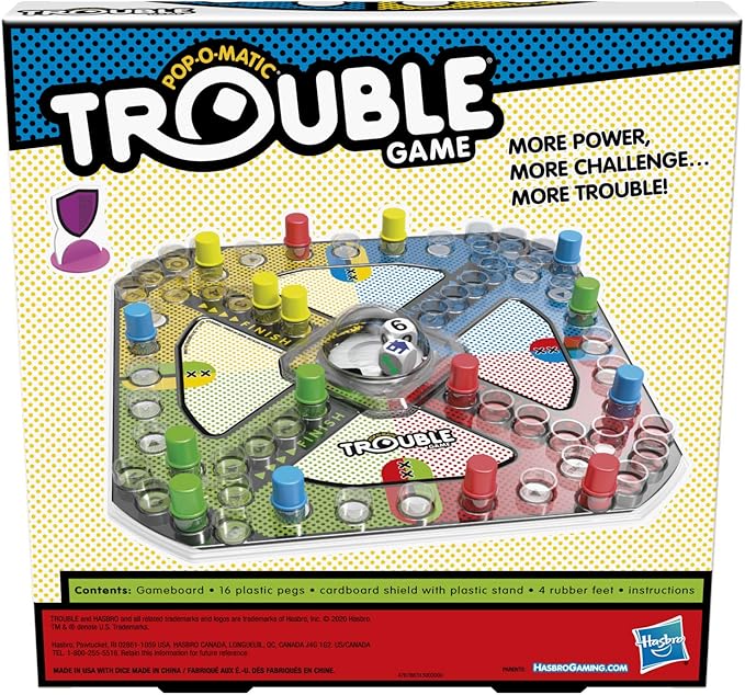 Hasbro Gaming Trouble Board Game, Includes Bonus Power Die and Shield, Family Game for 2-4 Players, Ages 5 and Up (Amazon Exclusive)