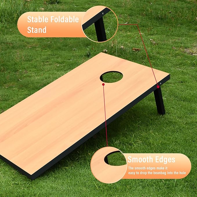 Cornhole Set, Tailgate/Regulation Size Cornhole Boards with 8 Bean Bags and Carrying Case, 3x2/4x2 Corn Hole Outdoor Game Toss Board for Adults Outside Activities