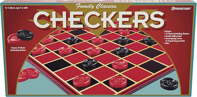 Family Classics Checkers -- With Folding Board and Interlocking Checkers by Pressman