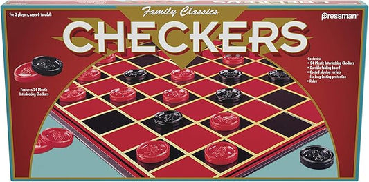 Family Classics Checkers -- With Folding Board and Interlocking Checkers by Pressman