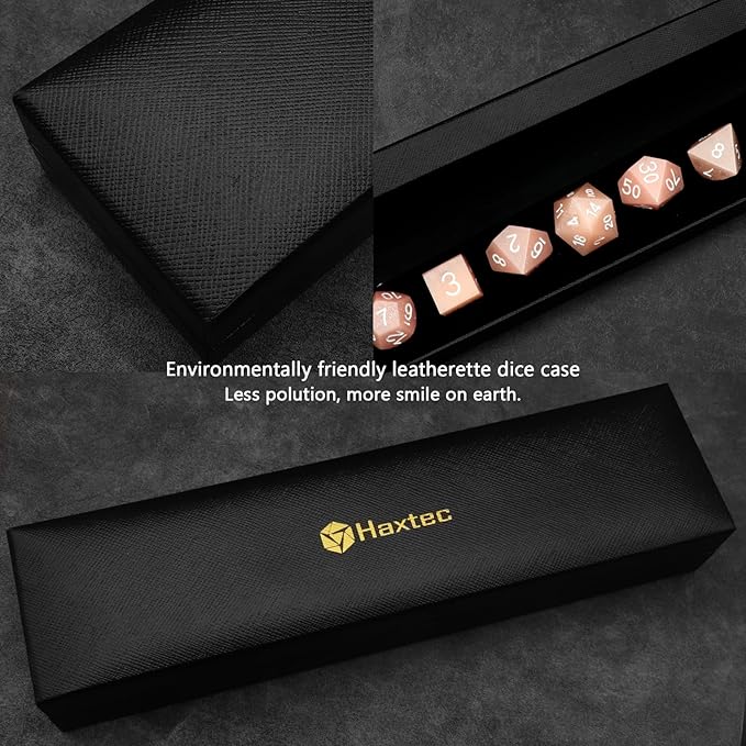Haxtec Sharp Edge Dice Pink DND Dice Set Resin Dice with Dice Case Glitter Polyhedral D&D Dice for TTRPGs Dungeons and Dragons DND Gift-Pink Silver Glitter 16mm