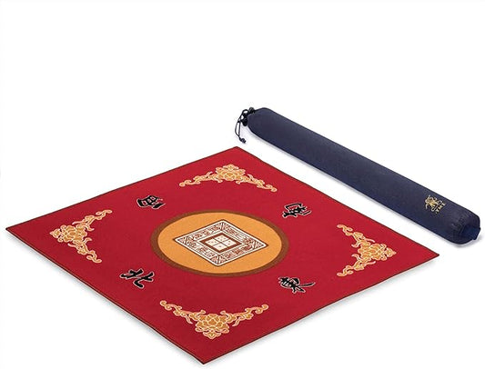 Yellow Mountain Imports Multi-Purpose Table Cover for Mahjong, Poker, Card Games, Board Games, Tile Games, and Dominoes - Vibrant Red, 31.1 Inches