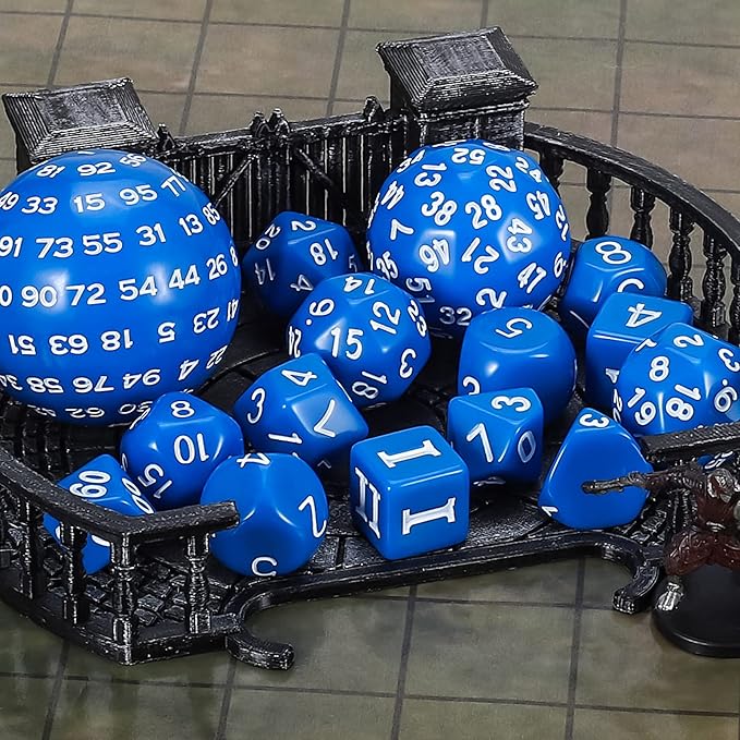 CiaraQ DND Polyhedral Dice Set (15pcs) D4-D100 Game Dice with Dice Bag for Dungeons and Dragons Role Playing Table Games (Blue & White)