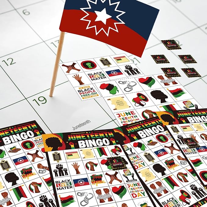 Juneteenth Games Juneteenth Bingo Game Juneteenth Party Games with 24 Juneteenth Players Cards for Adults Activities Supplies Favors Juneteenth Trivia Games