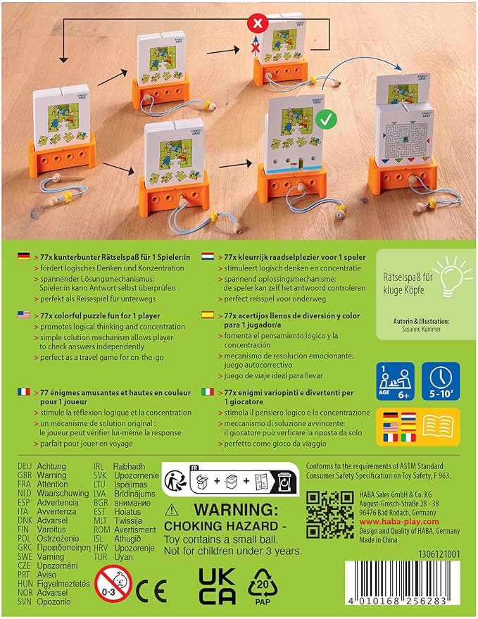 HABA Logic! CASE Starter Set - Brain Teaser Puzzles and Car Games, A Handheld Game to Develop Critical Thinking for Kids Ages 7+