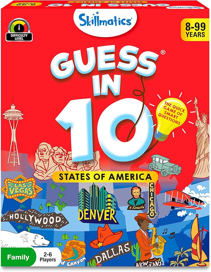 Skillmatics Guess in 10 States of America, Educational Travel Toys for Boys, Girls, and Kids Who Love Card Games, Board Games, Geography and History, Gifts for Ages 8, 9, 10 and Up